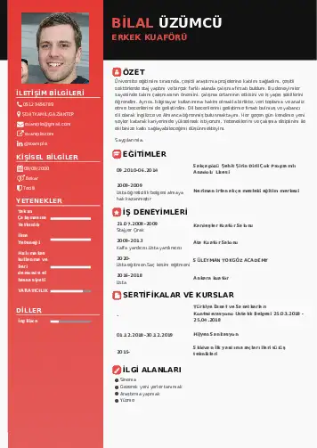 Kuaför Cv Örnekleri cv indir